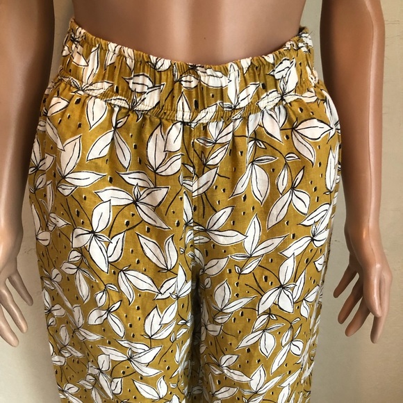 Rachel Zoe Mustard/White Floral Pants Women’s Size XS 100% Linen Bohemian Style - Picture 5 of 16